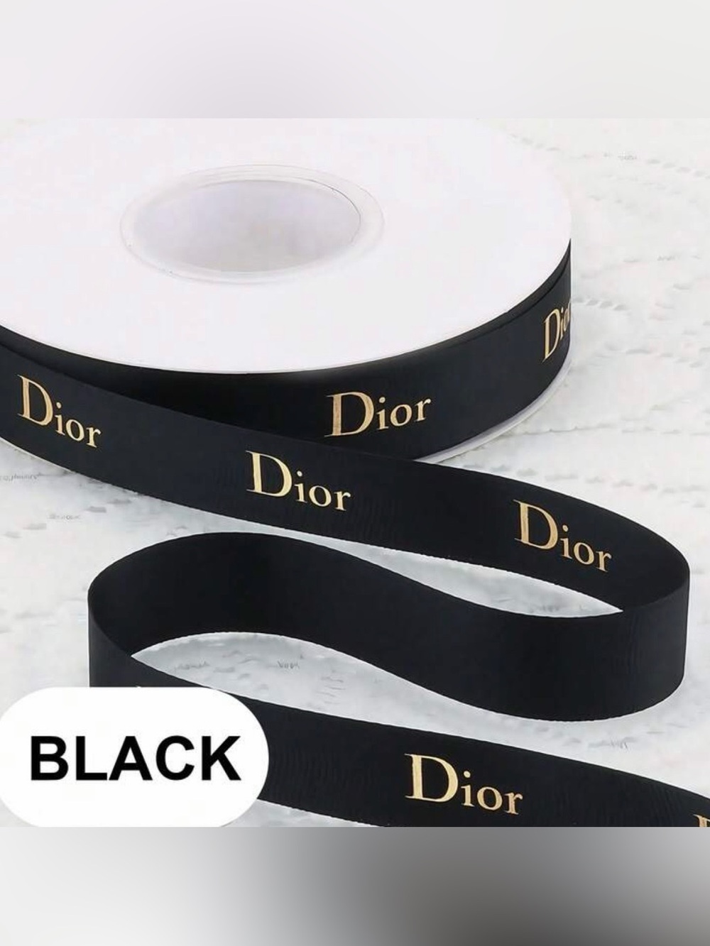 Macy's Black and Gold Dior Logo Ribbon 40 yards